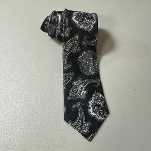 Vintage Silver Black Paisley Men Necktie Paisley Fashion Formal Accessory Work
